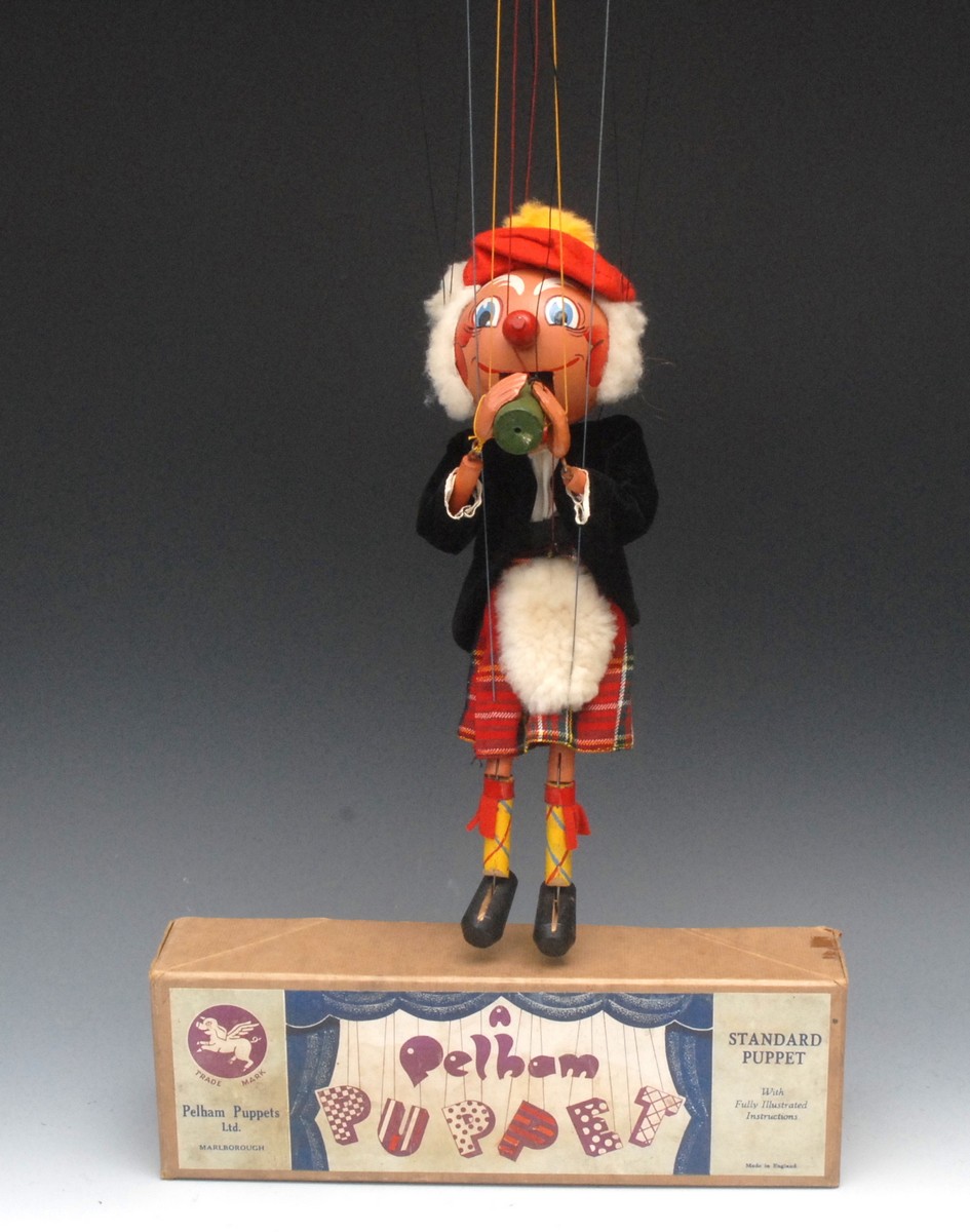 SM Sandy MacBoozle - Pelham Puppets SM Range,  white wool  hair, painted features, blue eyes,