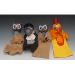 GL Crow - Pelham Puppets Glove Puppets Range, composite head, grey beak, red eyes,