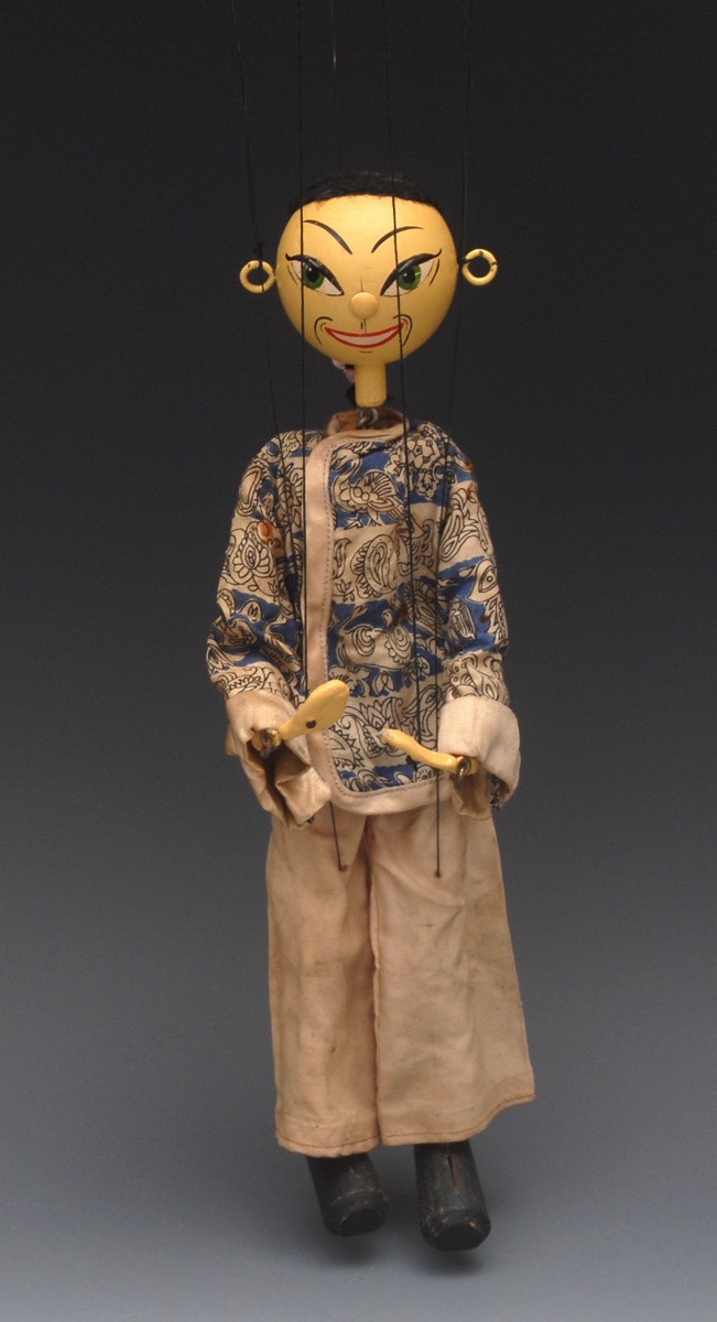 SS Chinese Man - Pelham Puppets SS Range, wooden ball head, painted features, green eyes,