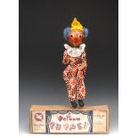 SM Clown - Pelham Puppets SM Range,  real fur hair dyed blue, painted features, red ball nose,