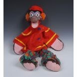 Vent Monkey - Pelham Puppets Vent Range, red cap on a moulded head with brown fur,