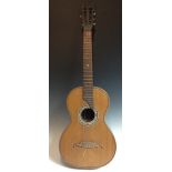 A parlour guitar, the one-piece bird's eye maple back 44.