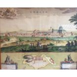 John Blaeu (1596-1673), by, a two-page hand-coloured and gilt panorama and plan of Loreto,