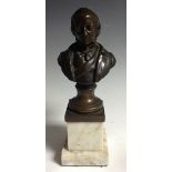 English School (19th century), a brown patinated bronze portrait bust, of a statesman, turned socle,