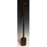 Folk Art - a 19th century ladle, the bowl boldly carved with a maiden,