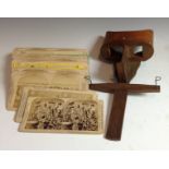 A 19th century stereoscope and a collection of steroscopic viewer cards,