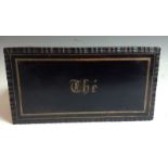 A 19th century French brass marquetry and ebonised rectangular tea caddy,