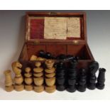 A large 19th century boxwood and ebony Northern Upright type pattern chess set,