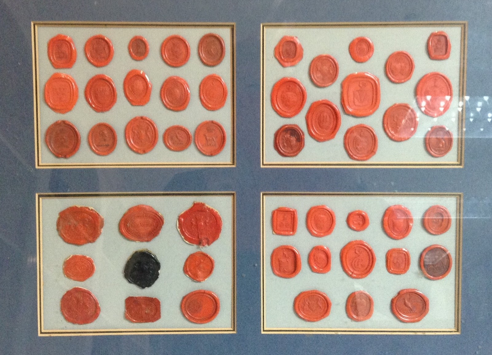 A collection of 18th, 19th, and early 20th century wax seals, various shapes and matrix,