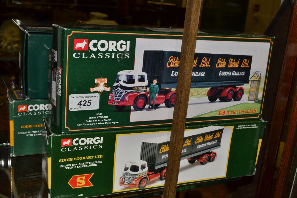 Eddie Stobart Ltd - Corgi Classics - Foden S21 Artic Trailer, 14303;  ERF KV Low Loader,