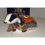 A Royal Crown Derby paperweight, Moonlight Badger, boxed,