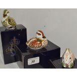 Three Royal Crown Derby paperweights- Bakewell  Duckling,