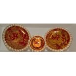 A Royal Crown Derby Red Aves dinner plate with heraldic border, first quality;  another,
