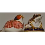 A Royal Crown Derby paperweight, Frog, no stopper, second quality;  a Royal Crown Derby paperweight,