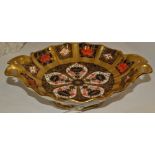 A Royal Crown Derby 1128 solid gold band Imari pedestal comport,