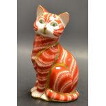 A Royal Crown Derby paperweight, Ginger cat,