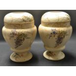 A pair of Doulton Burslem Mona pattern pedestal lobed ovoid vases,