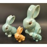 Sylvac rabbits - large turquoise no 1028, medium no 1026, small no 1067,