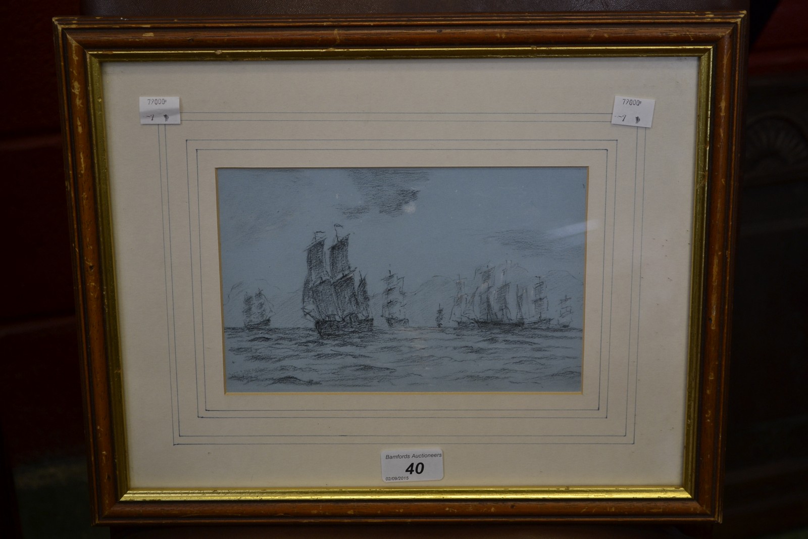 English School (late 19th century)
Ships at Night
charcoal and chalk, 14cm x 21.