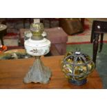 A Victorian oil lamp,