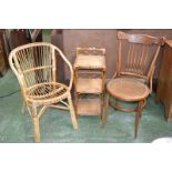 A bentwood chair, spindled back,