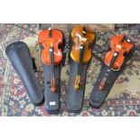 A 3/4 size Skylark brand students violin, cased, and a 1/2 size Skylark students violin,