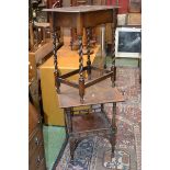An oak barley twist occasional table;  an Edwardian occasional table with galleried undertier;