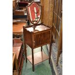 A George III inlaid washstand with shield shaped mirror to top c.