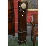 A 1940's oak grand daughter clock, Roman numerals.