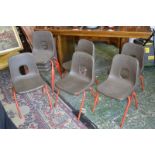 Eight Hille Series E child's stacking school chairs.