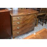 A George III bow front chest, crossbanded top, boxwood and satinwood stringing, reeded edge,