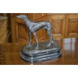 A decorative bronze spelter model grey hound,