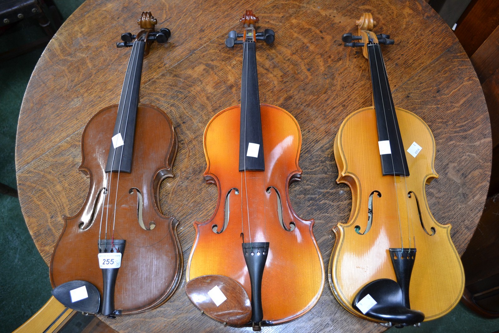 A 3/4 size Skylark violin with case; another 3/4 size Lark violin, cased,