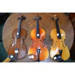 A 3/4 size Skylark violin with case; another 3/4 size Lark violin, cased,