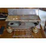 An Alex Boyd and Son's warming stand, twin spirit burners, cast resting plate,