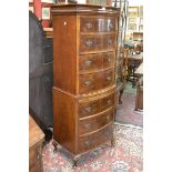 A small Queen Anne style walnut chest on chest, brushing slide, pad feet,