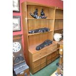 A retro teak bookcase cabinet, squares pattern by Nathan Furniture.