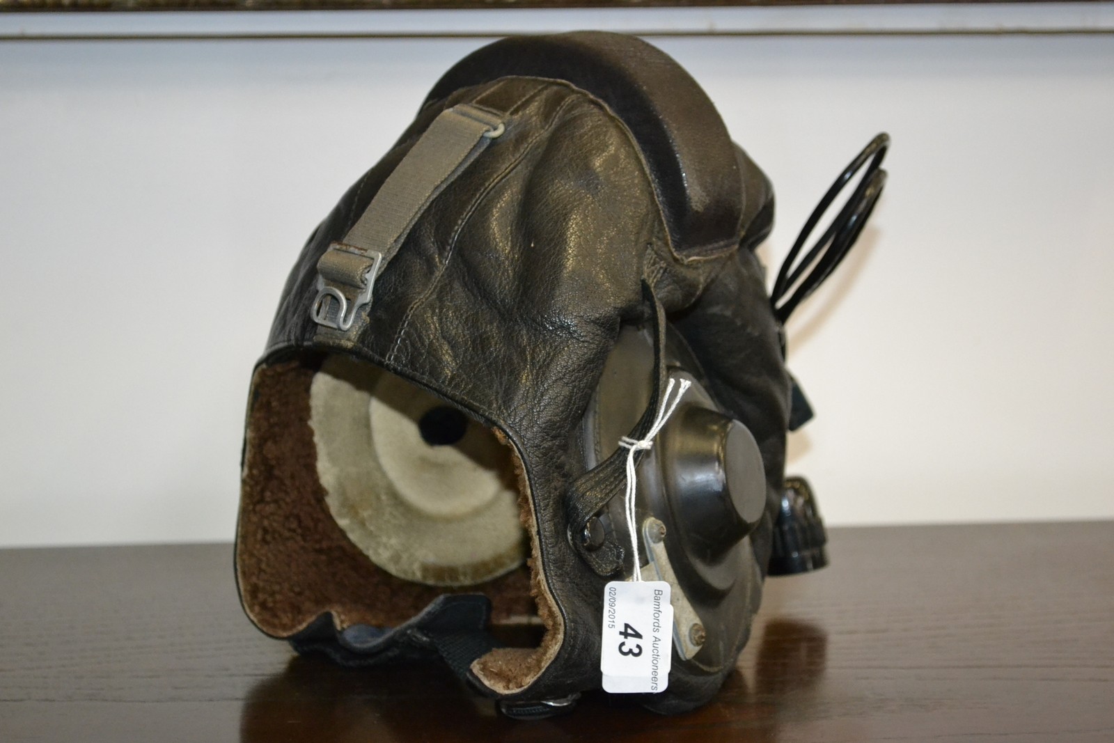 A leather pilot's helmet