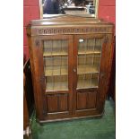 A Priory style oak bookcase, 3/4 lead glazed doors,