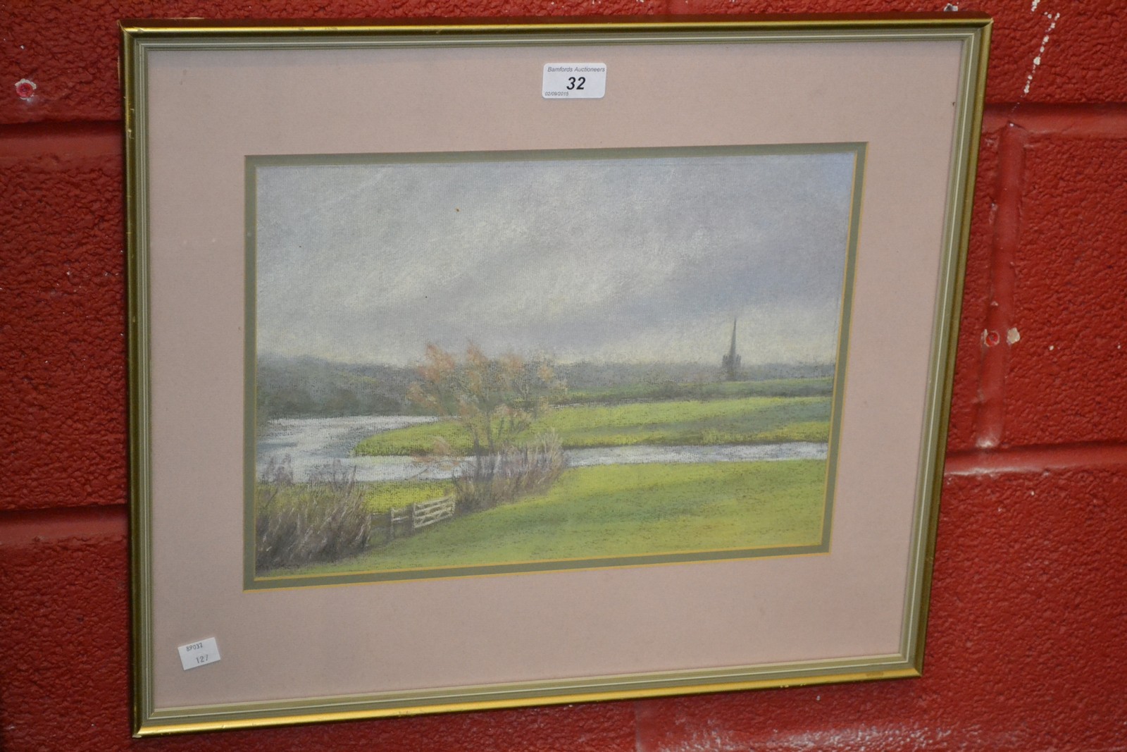 Willington C Rawson 
Repton Spire from the flood plains
Pastel