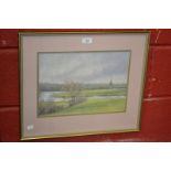 Willington C Rawson 
Repton Spire from the flood plains
Pastel