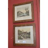 L Davgil, by a pair, signed and titled in pencil, coloured etchings,