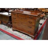 An 19th century mahogany chest of drawers, galleried top, moulded edge,