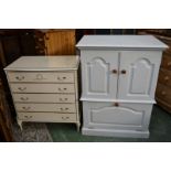 A Rococo revival five drawer chest;