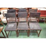 Six Victorian oak dining chairs