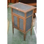 Bamboo and whicker sewing cabinet Ottoman drum shaped stool with lift of top