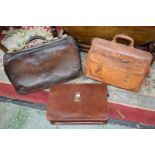 A Gladstone style leather bag,