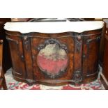 A Victorian walnut shaped serpentine mirror back sideboard