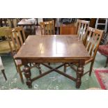 An oak drawleaf dining table,
