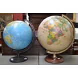 Two reproduction desk lamps as terrestrial globes